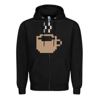 Black pixel coffee Zipper Hoodie - linhVisuals