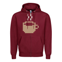 Burgundy pixel coffee Zipper Hoodie - linhVisuals