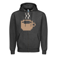 Charcoal Heather pixel coffee Zipper Hoodie - linhVisuals