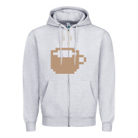 Heather Grey pixel coffee Zipper Hoodie - linhVisuals
