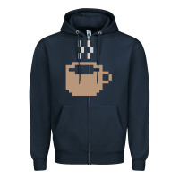 Navy pixel coffee Zipper Hoodie - linhVisuals