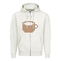 Oatmeal Heather pixel coffee Zipper Hoodie - linhVisuals