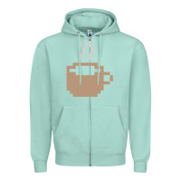 Seafoam pixel coffee Zipper Hoodie - linhVisuals