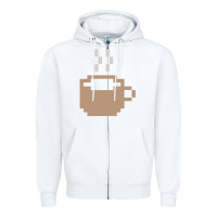 White pixel coffee Zipper Hoodie - linhVisuals