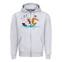 Heather Grey calvin music Zipper Hoodie - linhVisuals