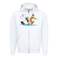 White calvin music Zipper Hoodie - linhVisuals