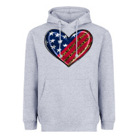 Heather Grey leopard with american flag Heavyweight Hoodie - RanaPortraitStore