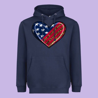 Leopard With American Flag Heavyweight Hoodie Designed By Ranaportraitstore