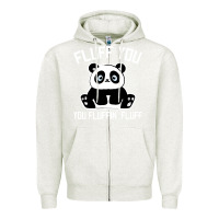 Oatmeal Heather panda cub fluff you giant panda Zipper Hoodie - linhVisuals