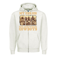 Oatmeal Heather my heroes have always killed cowboys retro Zipper Hoodie - linhVisuals