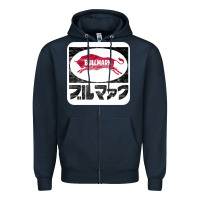 Navy bullmark Zipper Hoodie - linhVisuals