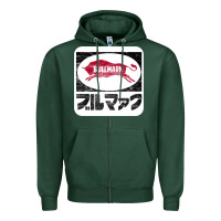 Sports Green bullmark Zipper Hoodie - linhVisuals