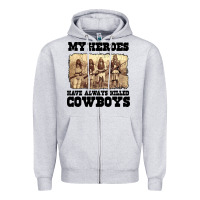 Heather Grey my heroes have always killed cowboys retro Zipper Hoodie - linhVisuals
