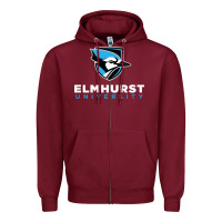 Burgundy elmhurst university Zipper Hoodie - linhVisuals
