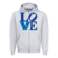 Heather Grey villanova love Zipper Hoodie - linhVisuals