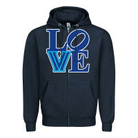 Navy villanova love Zipper Hoodie - linhVisuals