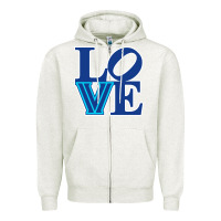 Oatmeal Heather villanova love Zipper Hoodie - linhVisuals