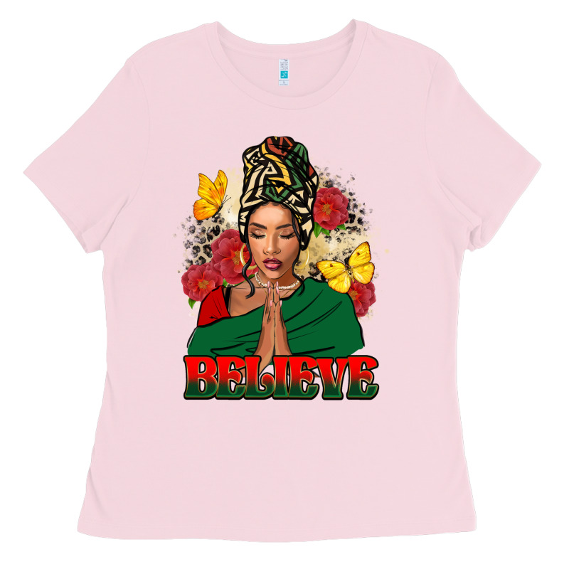 Believe Black Woman Ladies Tee by FaDigitalArtStudio | Teevron