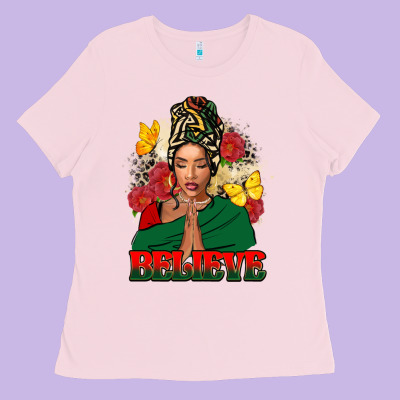 Believe Black Woman Ladies Tee Designed By Fadigitalartstudio