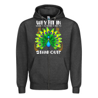 Charcoal Heather peacock inspired beautiful color bird (3) Zipper Hoodie - linhVisuals