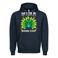Navy peacock inspired beautiful color bird (3) Zipper Hoodie - linhVisuals