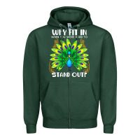 Sports Green peacock inspired beautiful color bird (3) Zipper Hoodie - linhVisuals