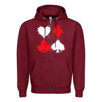 Burgundy playing cards poker heart spade club Zipper Hoodie - linhVisuals
