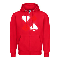 Red playing cards poker heart spade club Zipper Hoodie - linhVisuals