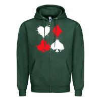 Sports Green playing cards poker heart spade club Zipper Hoodie - linhVisuals