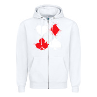 White playing cards poker heart spade club Zipper Hoodie - linhVisuals
