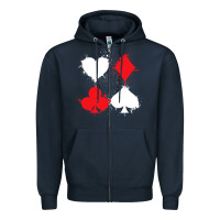 Navy playing cards poker heart spade club Zipper Hoodie - linhVisuals