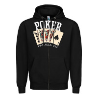 Black poker all in royal flush lucky casino Zipper Hoodie - linhVisuals