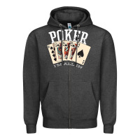 Charcoal Heather poker all in royal flush lucky casino Zipper Hoodie - linhVisuals