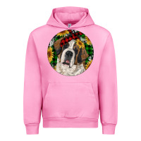 Fuchsia Pink Christmas St. Bernard Urban Hoodie - RanaPortraitStore
