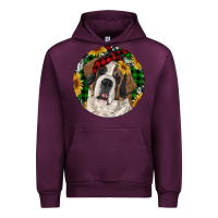 Mauve Wine Christmas St. Bernard Urban Hoodie - RanaPortraitStore