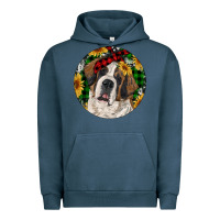 Pigment Midnight Navy Christmas St. Bernard Urban Hoodie - RanaPortraitStore
