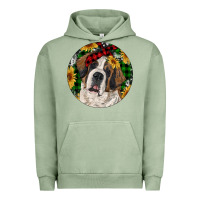 Pigment Oil Green Christmas St. Bernard Urban Hoodie - RanaPortraitStore