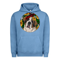 Pigment Pebble Blue Christmas St. Bernard Urban Hoodie - RanaPortraitStore