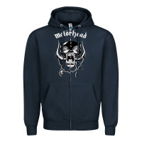 Navy MUSIC ROCK Zipper Hoodie - linhVisuals