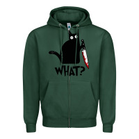 Sports Green Halloween Cat With Knife What Zipper Hoodie - linhVisuals