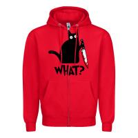 Red Halloween Cat With Knife What Zipper Hoodie - linhVisuals