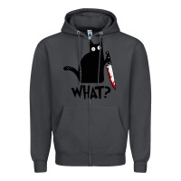 Smoke Halloween Cat With Knife What Zipper Hoodie - linhVisuals