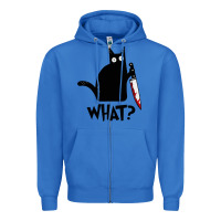 True Royal Halloween Cat With Knife What Zipper Hoodie - linhVisuals