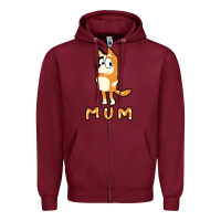Burgundy bluey mom Zipper Hoodie - linhVisuals