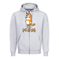 Heather Grey bluey mom Zipper Hoodie - linhVisuals