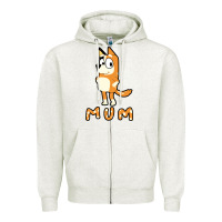 Oatmeal Heather bluey mom Zipper Hoodie - linhVisuals