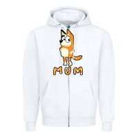 White bluey mom Zipper Hoodie - linhVisuals