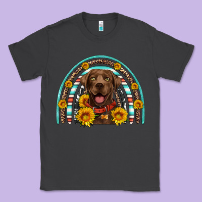 Chocolate Labrador Rainbow Classic Tee Designed By Artiststas