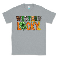 Heather Grey Western lucky with clover St. Patricks day Classic Tee - HowdyJamesFarm