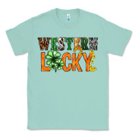 Seafoam Western lucky with clover St. Patricks day Classic Tee - HowdyJamesFarm